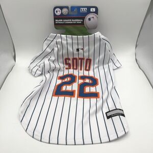 New York Mets Pet Dog Jersey Size Large White Juan Soto #22 Pinstripe NEW